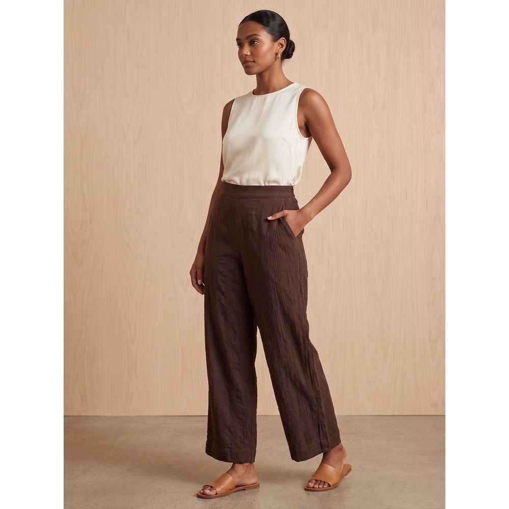 Free People Wide Leg Pants Women M Boho Lagenlook Gorpcore Textured Relaxed Chic